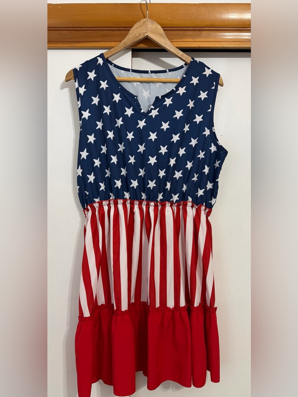 Sleeveless Star & Stripe Dress - Navy, White & Red